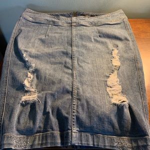 Torrid distressed stretch denim pencil skirt